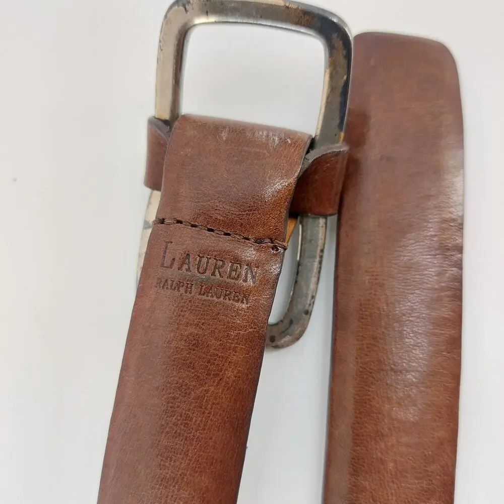 Lauren Ralph Womens Belt Small Brown Leather Grandmacore